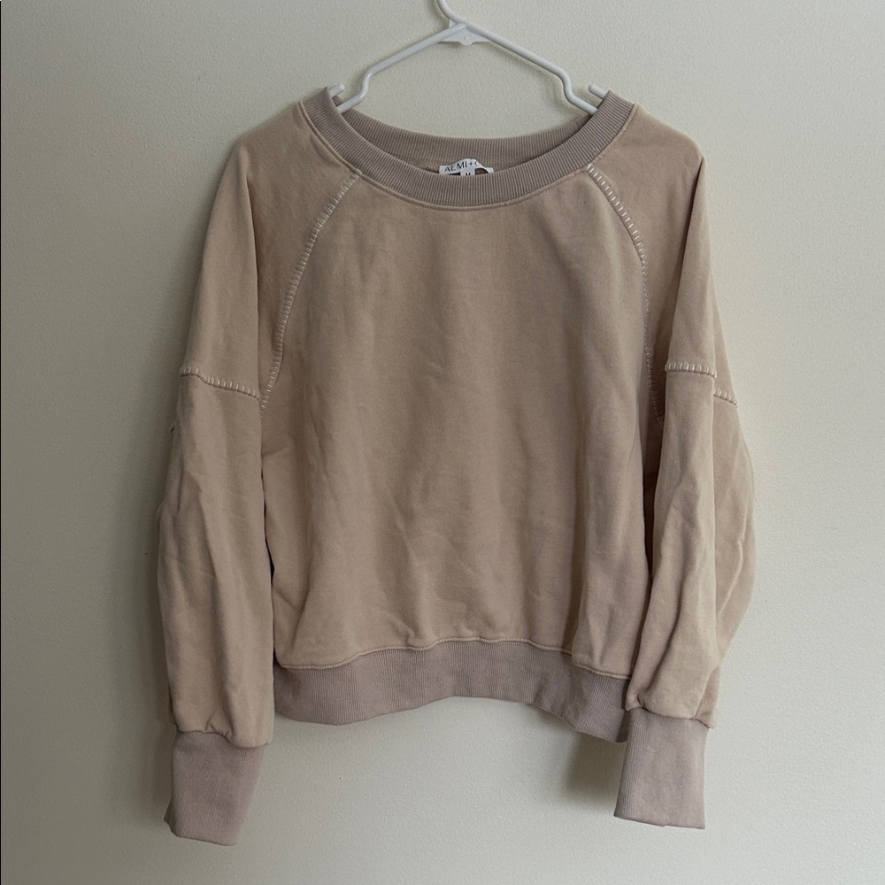 Aemi+Co Beige Crewneck Sweatshirt